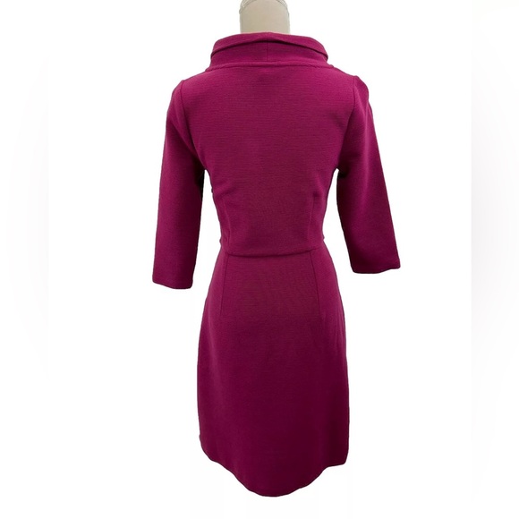 Boden Zoe Berry Pink Ribbed Dress Size 6 3/4 Sleeves Stretchy - Picture 3 of 8